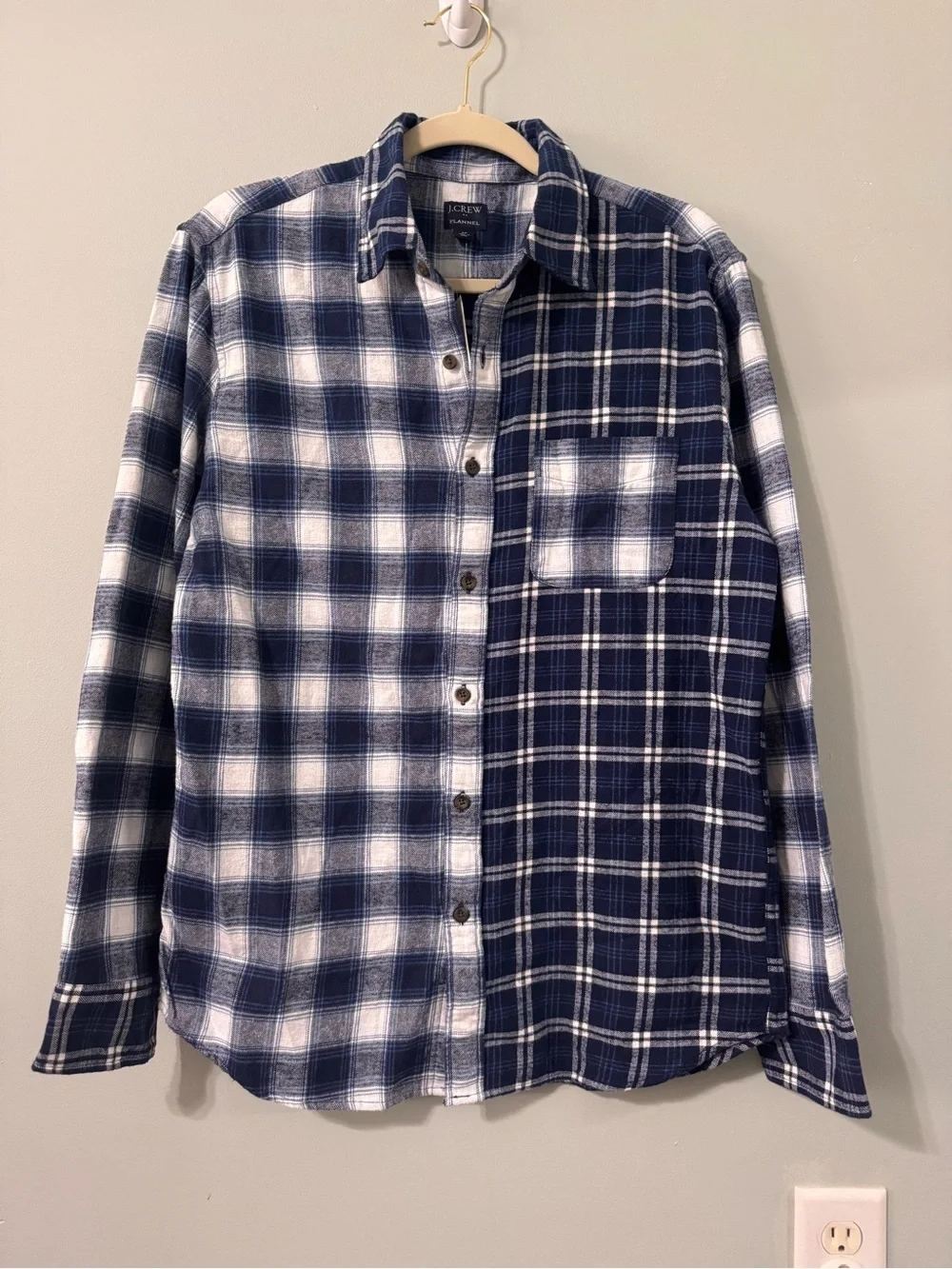 J.Crew NWT Flannel 100% Cotton Mixed Plaid Button Up Shirt Men's‎ Size M